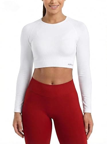 AUROLA Serpent Women's Seamless Long Sleeve Crop Top Workout Shirts | Crew Neck, Serpent Print, Cropped Length, Slim Fit, Sculpting Seamless Knit, Moisture-wicking, Activewear, Athletic Yoga Top - Image 1