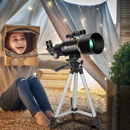 Telescopes, Telescope for Kids and Adults Beginners, 70mm Aperture 400mm Focus Length Refractor Travel Telescope with AZ Mount for Observe The Moon and Landscape-Black thumbnail 6