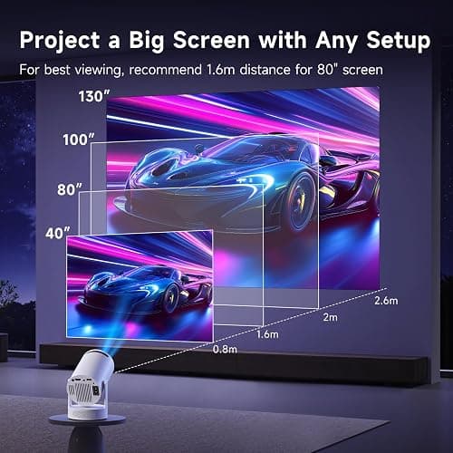 SGV Smart Mini Projector for Bedroom, 4K Support, Portable Outdoor Projector with Android 12, WiFi and Bluetooth 5.2, Auto Keystone, for Home Theater Outdoor Movie thumbnail 7