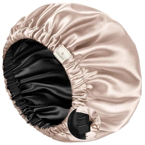 YANIBEST Silk Bonnet Satin Bonnet for Sleeping Women and Men, Adjustable Double Layer Hair Bonnet for Curly Hair Champagne - Image 1