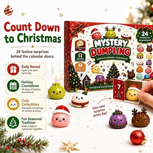 Christmas Dumpling Advent Calendar, 24 Surprise Mini Figures Holiday Gift | Dumpling advent calendar with 24 surprise figures, Christmas countdown, collectible toys, holiday gifts, seasonal family fun thumbnail 3