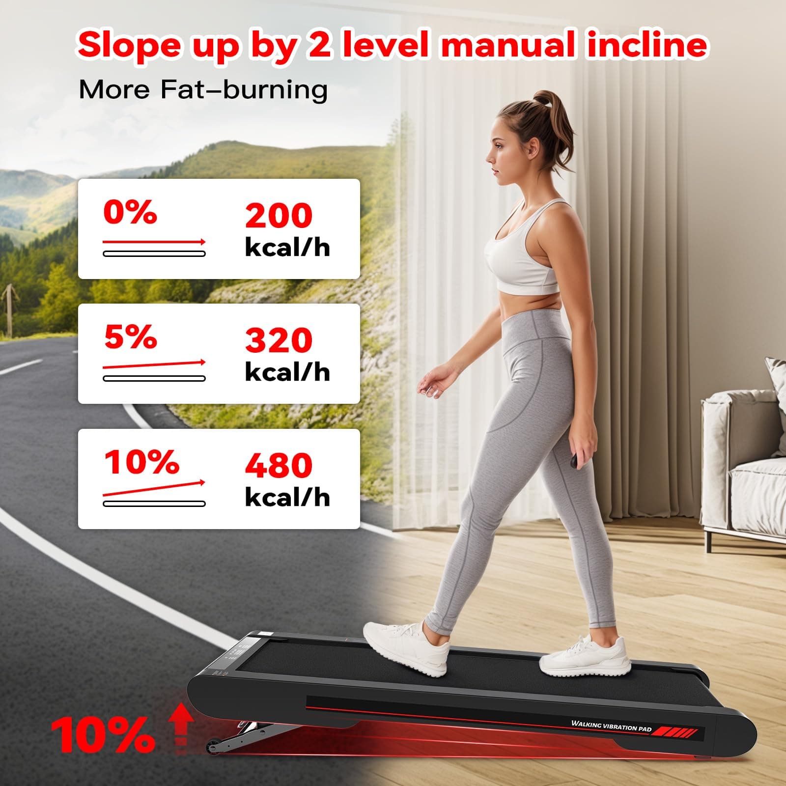 Sperax Walking Vibration Pad with APP，4 in 1 Under Desk Treadmill for Home, Portable Vibration Machine thumbnail 6