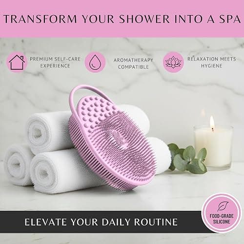 Exfoliating Body Scrubber Silicone - Textured Back Scrubber Shower Brush - Avilana Bath Loofah Alternative Dual Sided - Gentle Smoothing Body Wash Tool Rough Skin - Gift Women Men thumbnail 7