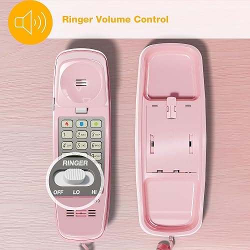 AT&T TRIMLINE 210 Corded Home Phone, No AC Power Required, Improved Easy-wall-mount, Lighted Big Button Keypad, 13 SpeedDial Keys, Last Number Redial, Mute, Flash, Volume Control, Princess Phone, PINK thumbnail 10