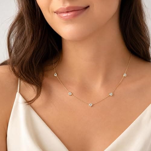 CUEZIY Dainty Silver Gold Necklaces for Women Cute Station Choker Simulated Diamond Necklace Simple Layering CZ Necklace Trendy Jewelry Gifts thumbnail 7