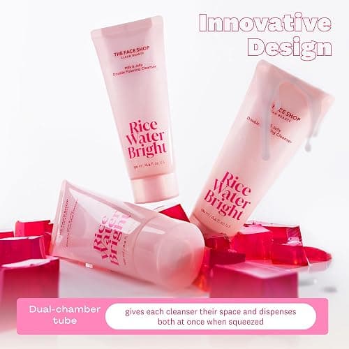 The Face Shop Rice Water Bright Milk & Jelly Double Cleanser, Double Cleansing in Half the Time, 2-in-1 Makeup Remover & Face Wash, Hydrating & Moisturizing, Korean Skin Care, Vegan, 6.4 fl. oz. thumbnail 4