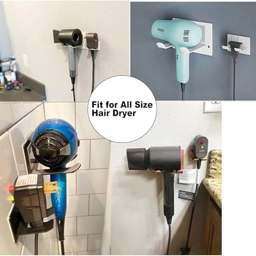 XIGOO Self Adhesive Hair Dryer Holder Wall Mounted - Adhesive Bathroom Hair Blow Dryer Rack Organizer Compatible with Supersonic Hair Dryers (Black) thumbnail 8