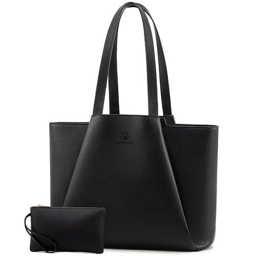 LOVEVOOK Laptop Tote for Women - 15.6 Inch Faux Leather Laptop Bag with Clutch, Large Capacity Office Purse Computer - Image 1