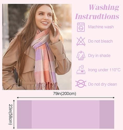 YSense Winter Scarf for Women, Fashion Long Plaid Scarves Warm Big Tartan Blanket Wrap Shawl Ladies Gifts thumbnail 4