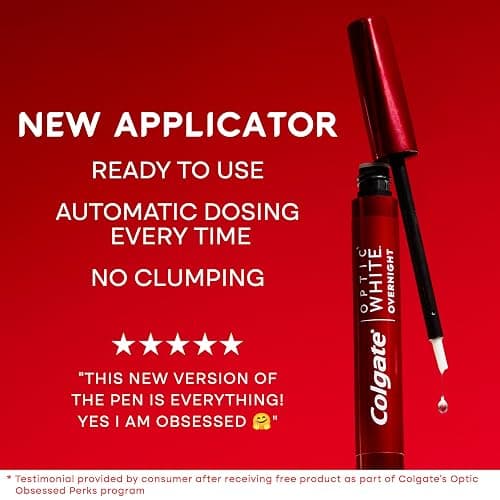 Colgate Optic White Overnight Teeth Whitening Pen, Hydrogen Peroxide Teeth Whitening Pen, Visibly Whiter Teeth in Just 1 Week When Used as Directed, 21 Whitening Treatments, 0.08 fl oz thumbnail 5