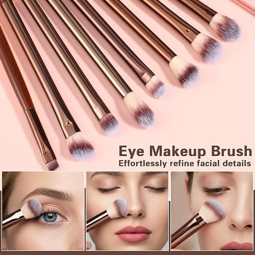 13 Pcs Makeup Brushes Set Professional Makeup Brush Set Premium Synthetic Foundation Eye Shadows Blush Powder Concealers Make Up Brushes For Women (Coffee) thumbnail 7