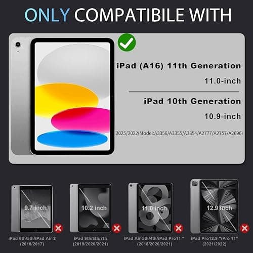Auizotl Case for iPad (A16) 11th/10th Generation 2025/2022,360° Rotating Stand iPad Case 10th Generation with Screen Protector Pencil Holder,Heavy Duty Shockproof i Pad 11.0/10.9 Inch Cover,Black thumbnail 7