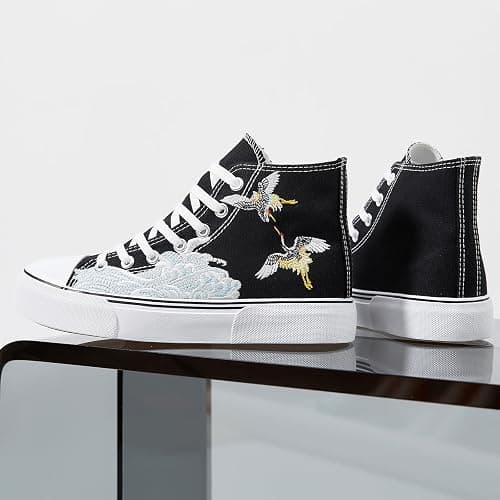 hash bubbie High Top Sneakers for Women Classic High Tops Canvas Shoes Lace up Women's Fashion Sneaker thumbnail 9