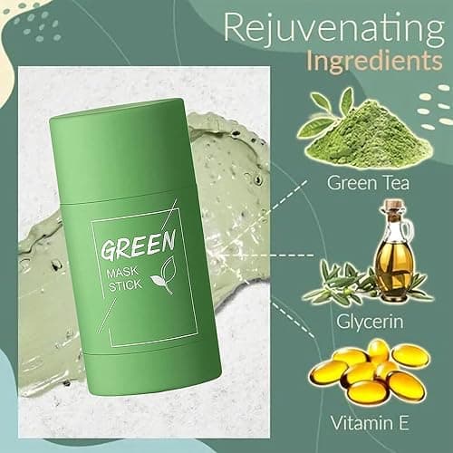 2PCS Green Tea Mask Stick for Face - Cleansing Purifying Clay Mask, Reduce Blackhead & Acne, Moisturizing, Oil Control, Deep Clean Pore, , Improves Skin, for All Kind Skin Type Women Men thumbnail 2