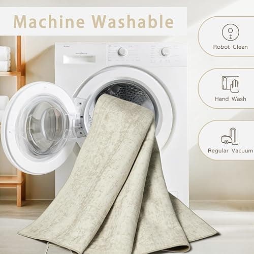 Srugn Washable Rugs 9x12 Area Rugs for Living Room,Rugs for Bedroom, Large Carpets,Ultra Soft Faux Wool Retro Dining Room Rug,Non Slip&Non-Shedding Low Pile Vintage Print Rug Indoor for Home Office thumbnail 4