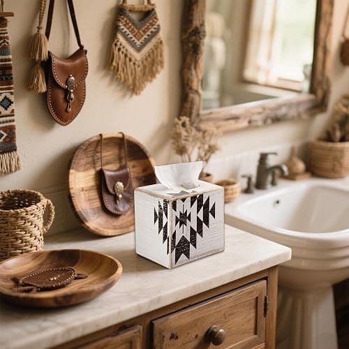Western Aztec Decor Tissue Box Cover for Western Home Decor - Southwestern Style Aztec Decor - Fits Kleenex Cube thumbnail 8
