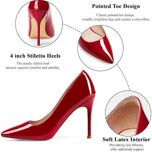 Elisabet Tang Women's High Heels Pumps Closed Pointed Toe Stiletto 4inch Heels Classic Office Special Dressy Wedding Pump Shoes thumbnail 3