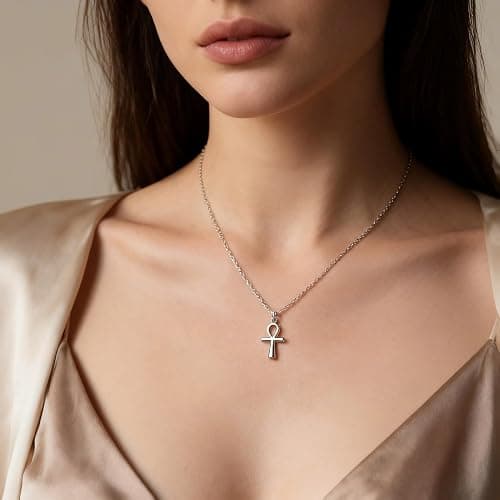 Dainty Silver Necklace for Women - Ankh Jesus Horse Celtic Cross Necklace for Women, Dainty Charm Spider Christian Gifts for Friends Sister Mom, Birthday, Christmas, Mother's Day, Graduation Gifts thumbnail 5