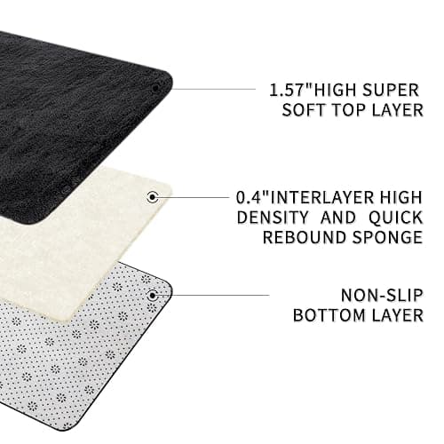 Sour Lemon 8x10 Area Rugs for Bedroom, Living Room Fluffy Rug, Large Area Rug Shag Shaggy Carpet Soft Plush Furry Bedside Rugs, Machine Washable Area Rugs for Kids Girls Boys Home Decor Anti Slip - Black - 8' x 10' (Rectangular) thumbnail 3