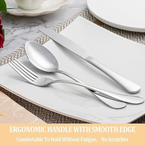 MUTNITT 30 Pcs Silverware Set Service for 6,Premium Stainless Steel Flatware Set,Mirror Polished Cutlery Utensil Sets,Durable Kitchen Eating Tableware Sets,Include Fork Knife Spoon,Dishwasher Safe thumbnail 5