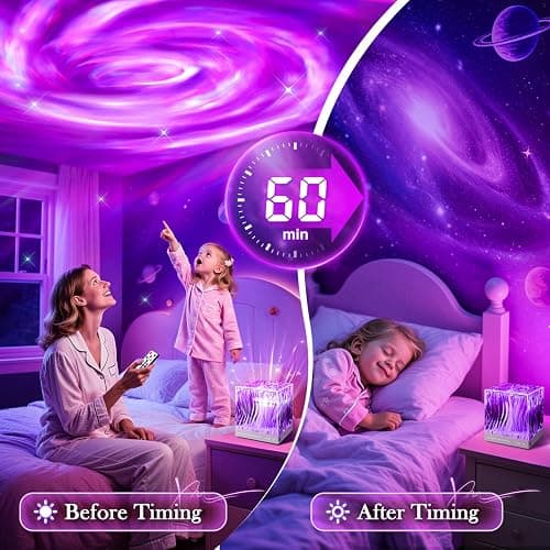 Galaxy Projector for Bedroom,18-Color Solar System Kids Night Light Projector for Bedroom,Remote Night Light for Kids Flower Lamp Tornado lamp Pink Lights,17 Year Old Girl Gift Ideas Purple Room Decor thumbnail 4