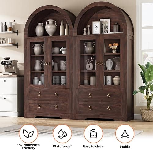 Jocoevol Kitchen Pantry Cabinet Arched Cabinet Bookshelf/Bookcase thumbnail 3