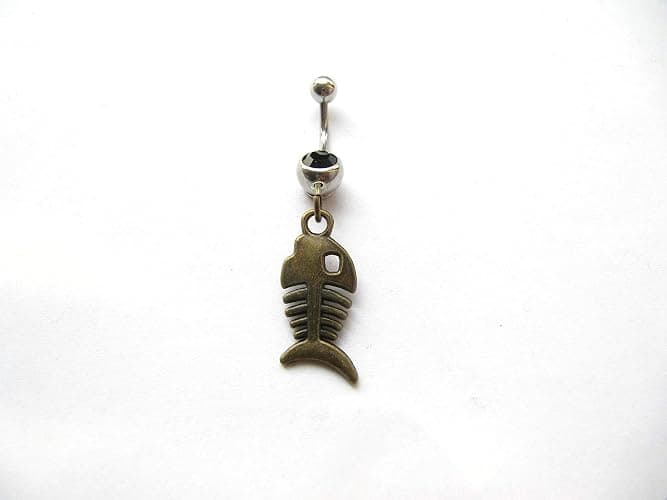 SimpleJewelrySale Belly Button Ring - Fish Skeleton - 316L Surgical Steel - 14G - Body Piercing thumbnail 3
