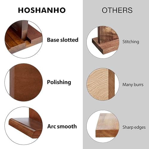 HOSHANHO Bloc à Couteaux Magnétique 35,5 x 25,4 cm - Porte Couteaux Aimanté Double Face Porte-couteaux Magnétique en Acacia Bloc Couteau de Cuisine thumbnail 6