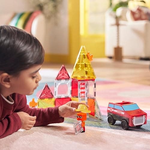 MAGNA-TILES Fire Rescue 27-Piece Magnetic Construction Set, The Original Magnetic Building Brand thumbnail 5
