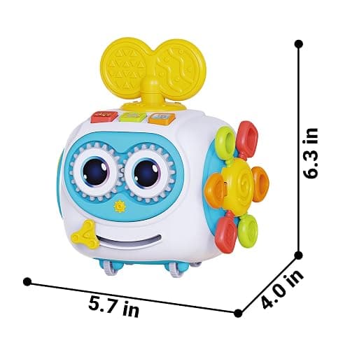 MoraBaby Robot Musical Busy Cube for Toddlers 1-3 Years Old | Montessori 6-in-1 Activity Toys for 1+ Years Old, Lights & Sounds, Wheels for Tummy Time & Crawling, Baby Boy & Girl Gifts thumbnail 8