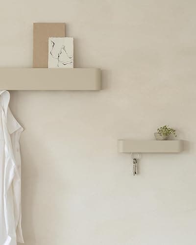 Kazai.® Porte manteau mural design 'Tone' | Porte-manteau moderne avec crochets cachés et étagère murale | Patère en métal design pour entrée | Patère murale pour montage mural | Taupe thumbnail 8