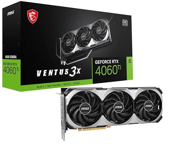 MSI Gaming GeForce RTX 4060 Ti 8GB GDRR6 Extreme Clock: 2580 MHz 128-Bit HDMI/DP Nvlink TORX Fan 4.0 Ada Lovelace Architecture Graphics Card (RTX 4060 Ti Ventus 3X 8G OC) - Image 1