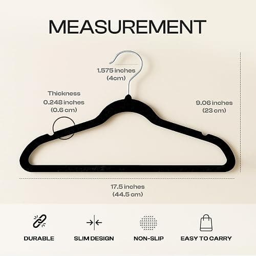Utopia Home Pack of 50 Premium Non Slip Velvet Hangers 360 Degree rotatable Hook Durable & Slim Coat - Pant Hangers - Black thumbnail 4