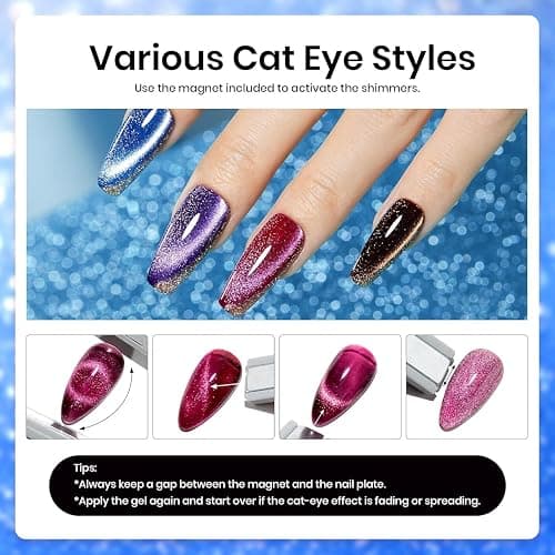 Beetles Cat Eye Gel Nail Polish Set - 36 Colors Red Purple Brown Green Burgundy Magnetic Christmas Gel Polish Kit Base Gel Glossy Matte Top Coat Magnet Soak off UV DIY Salon Nail Art Gift for Women thumbnail 8
