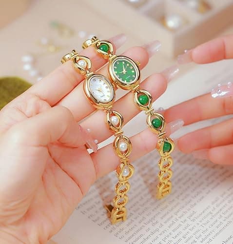 ADSBIAOYE Elegant Pearl Women's Dress Watch Fashion Oval dial Watch Ladies Gift Bracelet Waterproof Analog Watch thumbnail 4