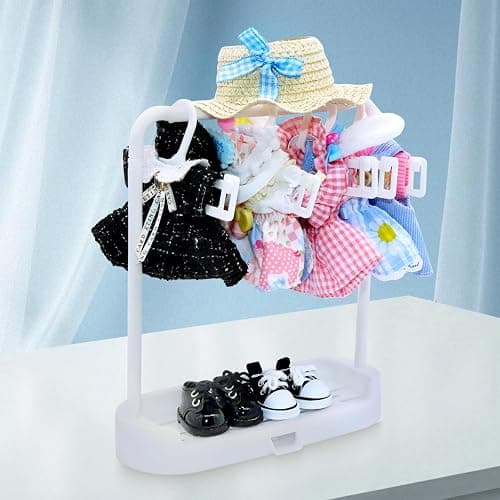 5-Pack Clothes Set Designed for Labubu Clothes with Accessories Set, Includes 6 Mini Accessories, Display Bag, Clothes Rack, Headphones, Camera, Sunglasses, Shoes Accessories for Labubu - Style C thumbnail 2