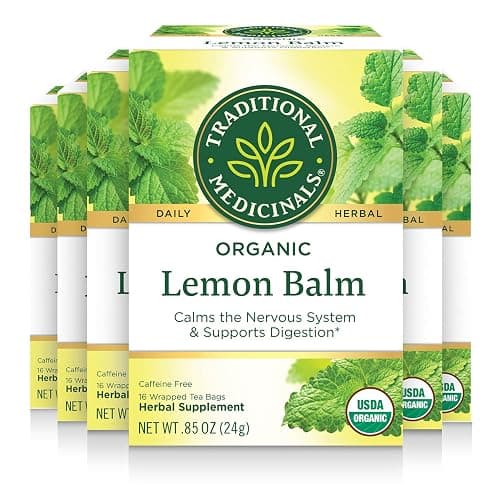 Traditional Medicinals - Organic Lemon Balm Herbal Tea (6 Pack) - Stress Relief & Supports Digestion - 96 Tea Bags Total - Image 1