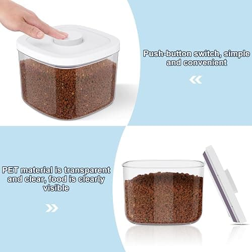 LEAWALK 5-8Lbs/5.28Qt/5L Airtight Dog Cat Food Storage Container and Pet Storage Bin BPA-Free. PET Clear Stackable Dog Treat Containers for Pet Food/Rice/Dry/Cereals/Flour/Sugar/Bread, etc (Medium thumbnail 6