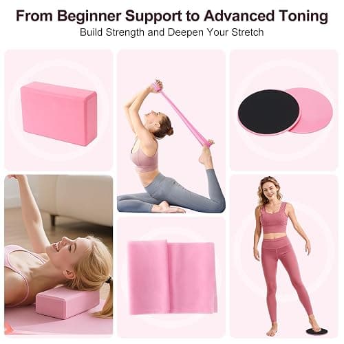 Pilates Kit, Home Pilates Workout Kit for Women, Pilates Equipment with Pilates Ring and Ball, Yoga Block & 5 Resistance Bands, Ankle Weights, Sliders & Grip Socks, Workout Guide Included thumbnail 5