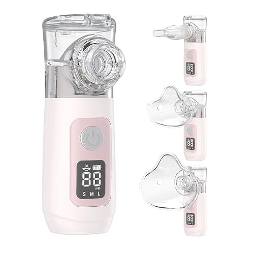 Smart Digital Display Portable Nebulizer for Adults and Kids, Portable Nebulizer with Tube, Mouthpiece and Mask - Rechargeable Nebulizer for Travel and Home Use, Take-Along Nebulizer for Kids -04 - Image 1