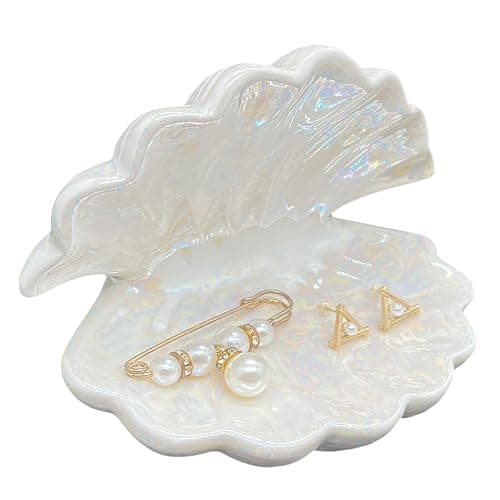 BOHK Shell Trinket Dish Ceramic Conch Ring Holder Jewelry Tray Decorative Jewelry Plate Cute Jewelry Organizer for Home Decor (Shell A) - Image 1
