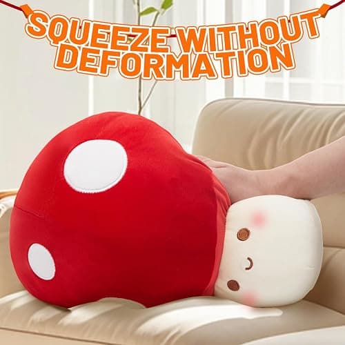 Yulefly 9-Inch Mushroom Pillow Plush- Cute Mushroom Stuffed Animal Plush Toy Decorative Throw Pillows for Home Car Halloween Birthday Gift for Kids Adults thumbnail 3