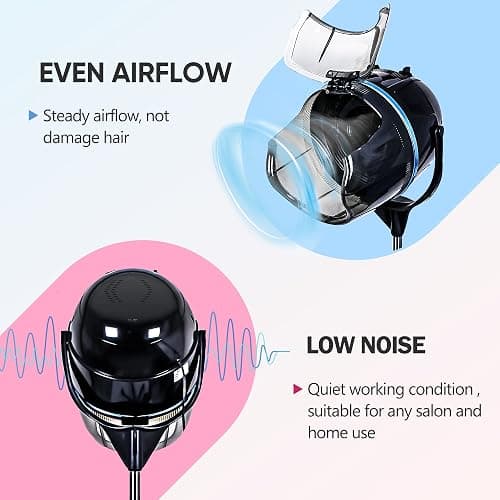 ZENY Stand Up Hair Dryer 1300W Adjustable Floor Hooded Bonnet Hair Dryers with Rolling Wheels Professional Salon Equipment for Beauty Home Hair Drying thumbnail 3