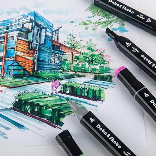 Dabo&Shobo 96 Color Alcohol Marker Pen, Bright Permanent Markers For Coloring, Markers For Adults Coloring Book, Wide Chisel And Fine Tip, Dual Tip Design Equipped with Black Suitcase thumbnail 7