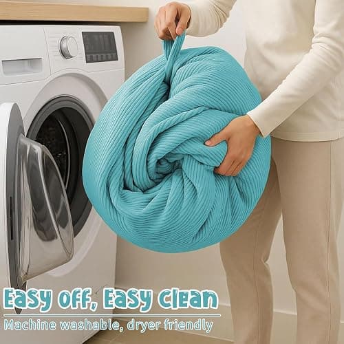 Nobildonna 2.5 ft Bean Bag Chair Cover for Kids,Turquoise 200L | No Filler Washable Stuffed Animal Storage Beanbag Chair Cover 74" Extra Large Opening Premium Corduroy Bean Bag Cover thumbnail 9