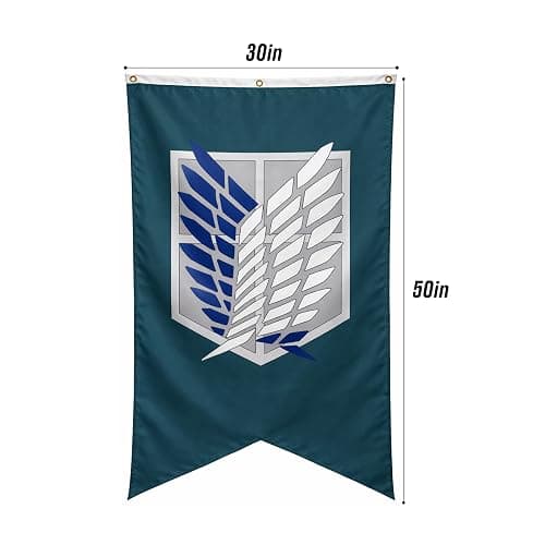 RARELEMON Attack On Titan Scout Regiment Logo Tapestry Wall Hanging Art 30" x 50" thumbnail 2