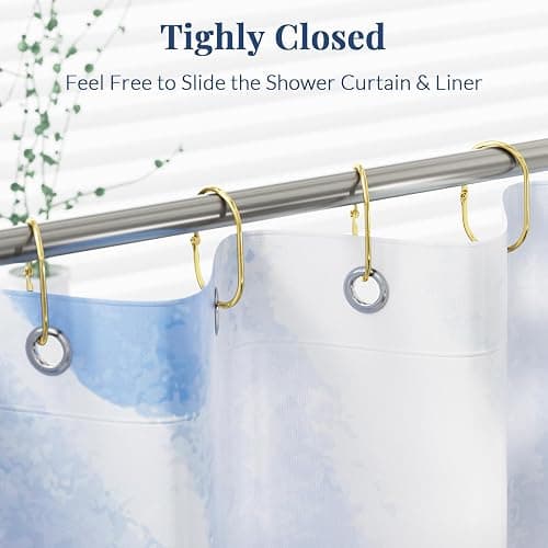 Bathway Shower Curtain Rings Gold Shower Curtain Hooks Anti-Drop Shower Rings for Curtain, Metal Shower Curtain Rings Rust Proof, Shower Hooks for Shower Curtain Rod, 12 Pcs Gold Curtain Rings thumbnail 4