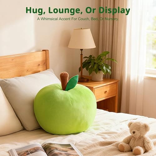 LANPU Cute Apple Shaped Plush Pillow – Soft Fruit Cushion for Couch | Sofa, or Bed, Adorable Decorative Throw Pillow for Room, Living Room & Home Decor (11 Inch,Green) thumbnail 5