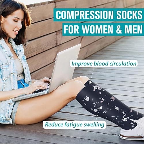 BLUEENJOY Copper Compression Socks for Women & Men (6 pairs) - Best Support for Nurses, Running, Hiking, Recovery thumbnail 3