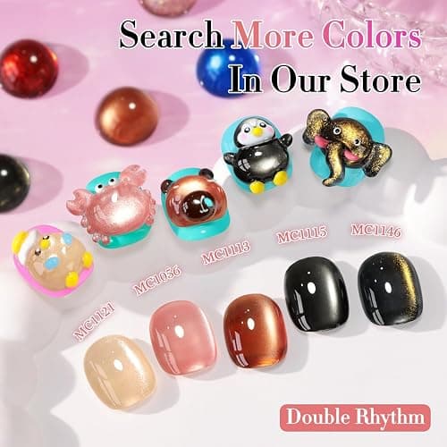 Double Rhythm Jelly Glass Cat Eye Gel Polish with Magnet 15ML Holographic Glitter Shimmer Translucent Sheer Color Magnetic Nail Polish Salon DIY at Home (Jelly Black-MC1115) thumbnail 6